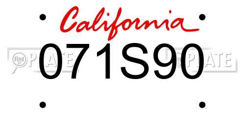 071S90 California License Plate