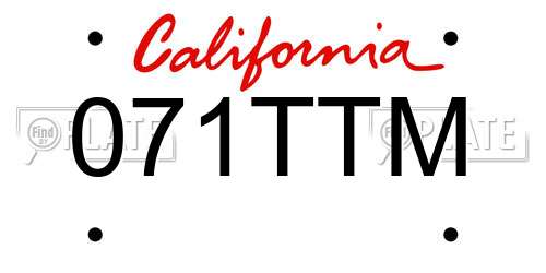 071TTM California License Plate