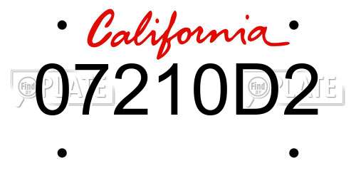 07210D2 California License Plate