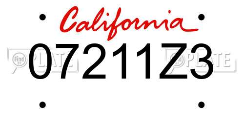 07211Z3 California License Plate