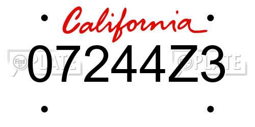 07244Z3 California License Plate