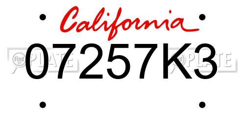07257K3 California License Plate