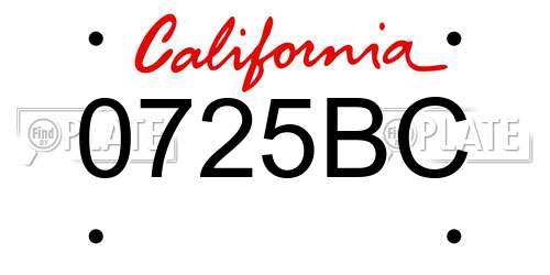 0725BC California License Plate