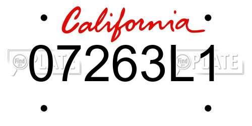 07263L1 California License Plate