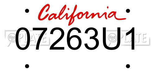 07263U1 California License Plate