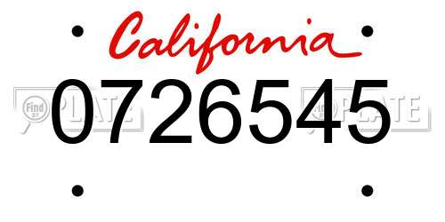0726545 California License Plate