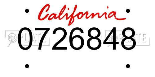 0726848 California License Plate