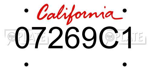 07269C1 California License Plate