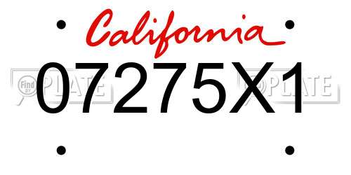 07275X1 California License Plate
