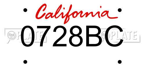0728BC California License Plate