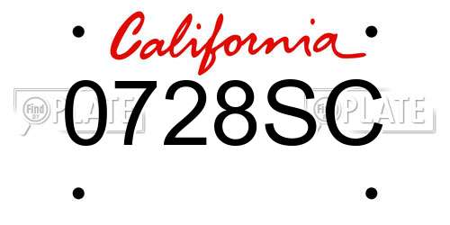 0728SC California License Plate