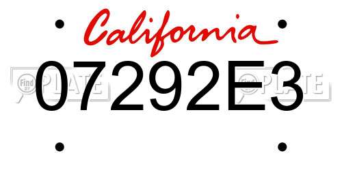 07292E3 California License Plate