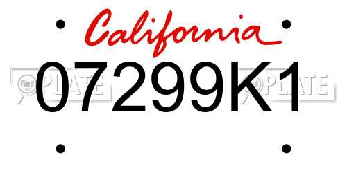 07299K1 California License Plate