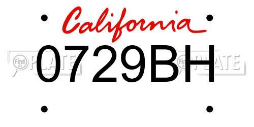 0729BH California License Plate