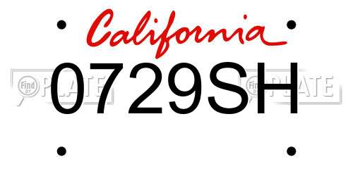 0729SH California License Plate