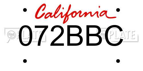 072BBC California License Plate