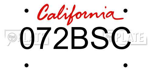 072BSC California License Plate