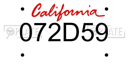 072D59 California License Plate