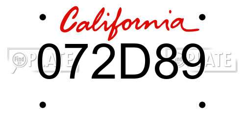 072D89 California License Plate