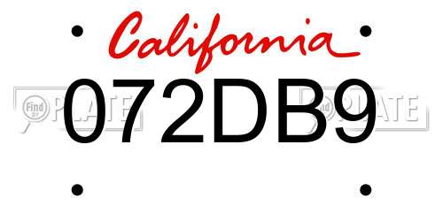 072DB9 California License Plate