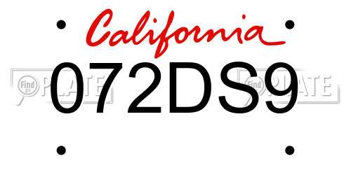 072DS9 California License Plate