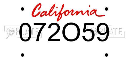 072O59 California License Plate