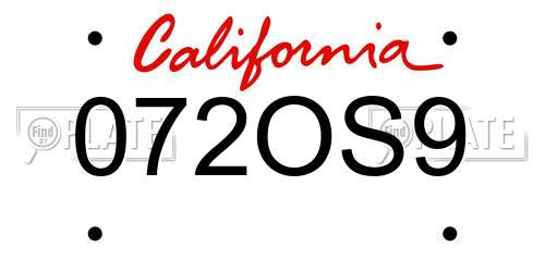 072OS9 California License Plate