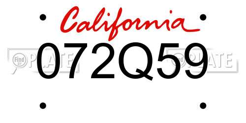 072Q59 California License Plate