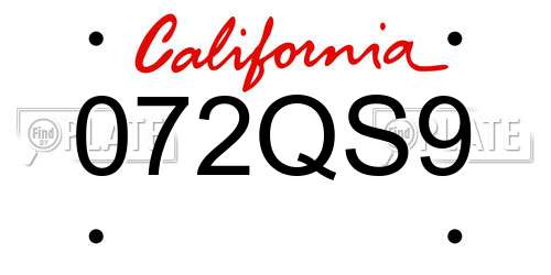 072QS9 California License Plate
