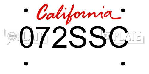 072SSC California License Plate