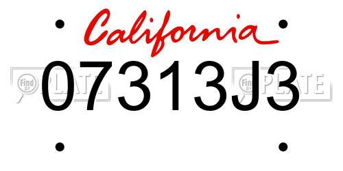 07313J3 California License Plate