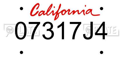 07317J4 California License Plate