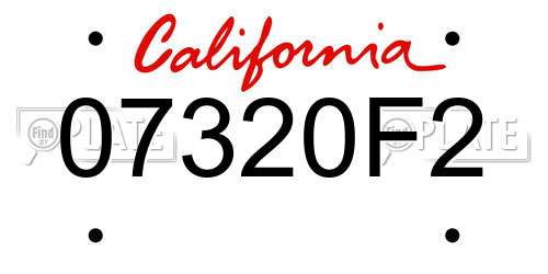07320F2 California License Plate