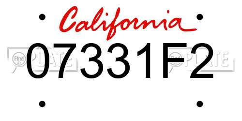 07331F2 California License Plate