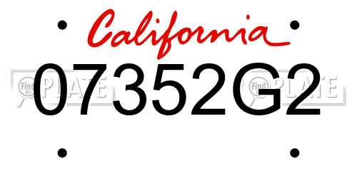 07352G2 California License Plate