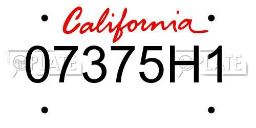 07375H1 California License Plate