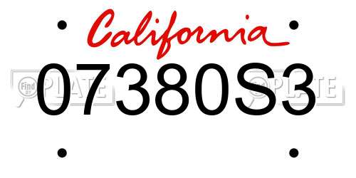 07380S3 California License Plate