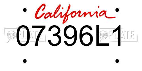 07396L1 California License Plate