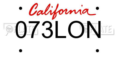 073LON California License Plate