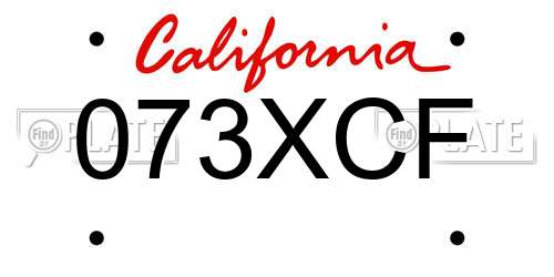 073XCF California License Plate