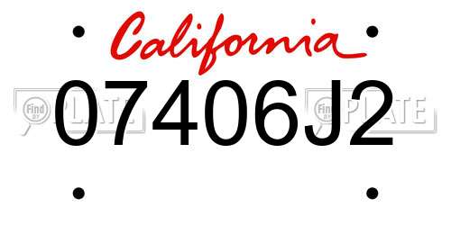 07406J2 California License Plate