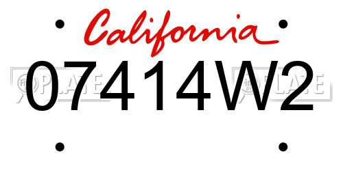 07414W2 California License Plate