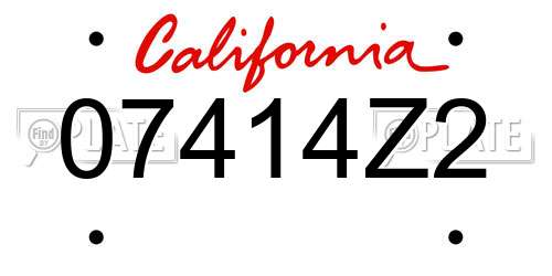 07414Z2 California License Plate