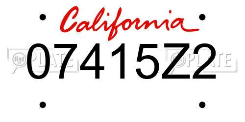 07415Z2 California License Plate