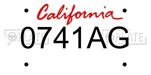 0741AG California License Plate