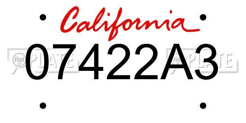 07422A3 California License Plate