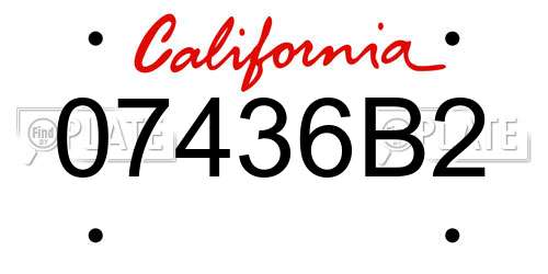 07436B2 California License Plate