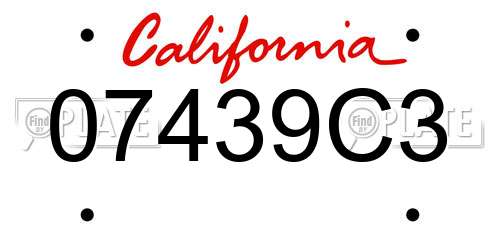 07439C3 California License Plate
