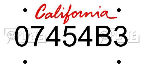 07454B3 California License Plate
