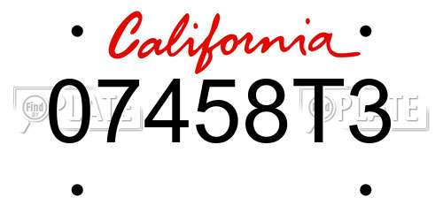 07458T3 California License Plate